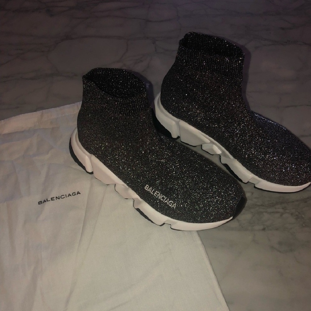 Authentic metallic Balenciaga speed trainers